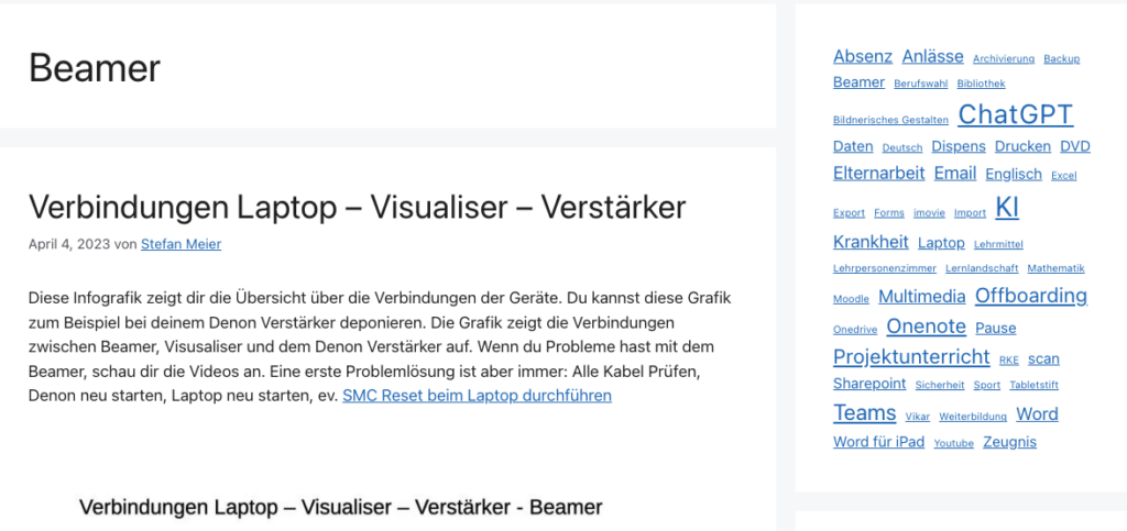 Beispielauszug aus der Webseite