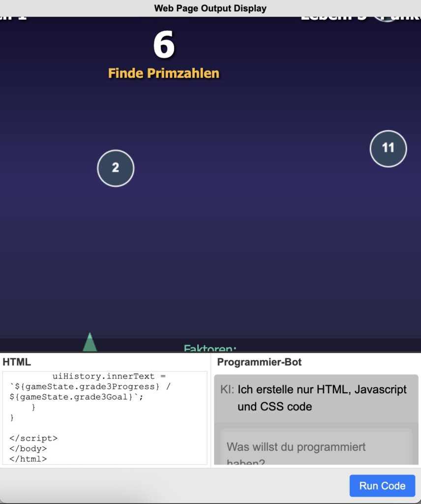 Screenshot des Spiels Faktorfalle